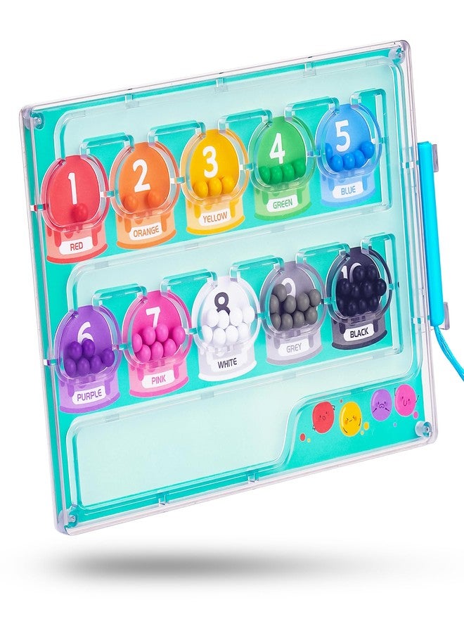 NiToy Mint Green Magnetic Color & Number Maze - Montessori Wooden & ABS Toddler Puzzle Board with Secure Screwed Panel for Safe Play, Fine Motor Skills & Educational Counting Toy for Kids Ages 3+ (Green) - Image 1